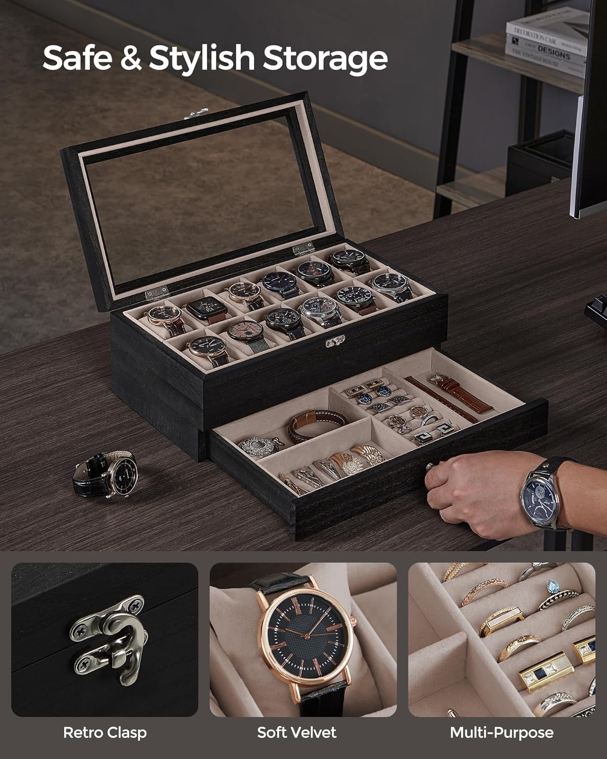 SONGMICS Watch Box 12-Slot