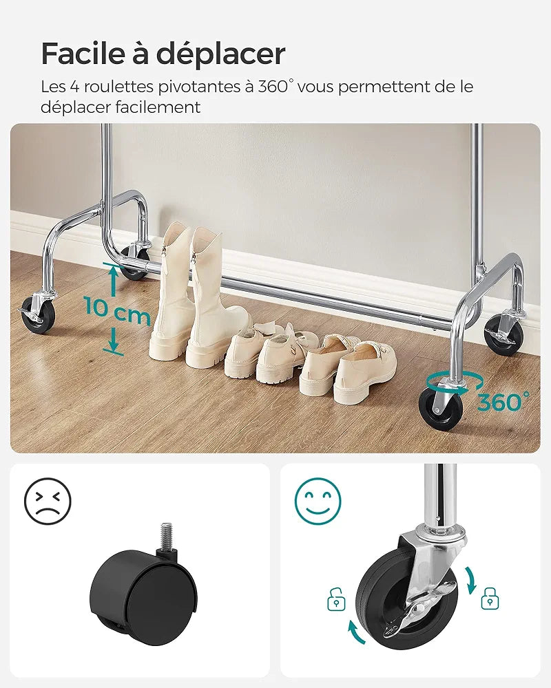 SONGMICS Heavy Duty Clothes Rack on Wheels