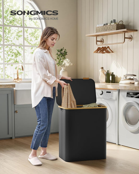SONGMICS Laundry Basket with 3 Compartments LCB515B01V1