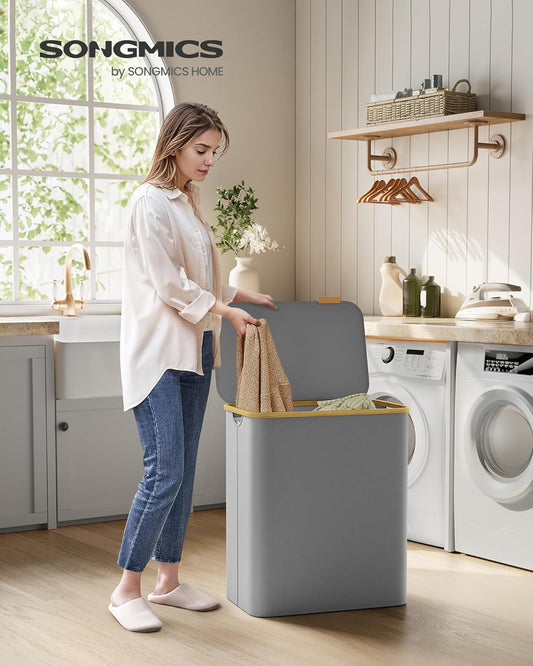 SONGMICS Laundry Basket with Lid LCB515G01V1