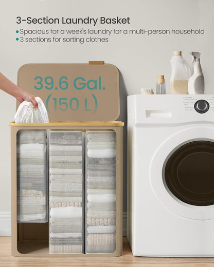 SONGMICS Laundry Basket with Lid LCB515N02