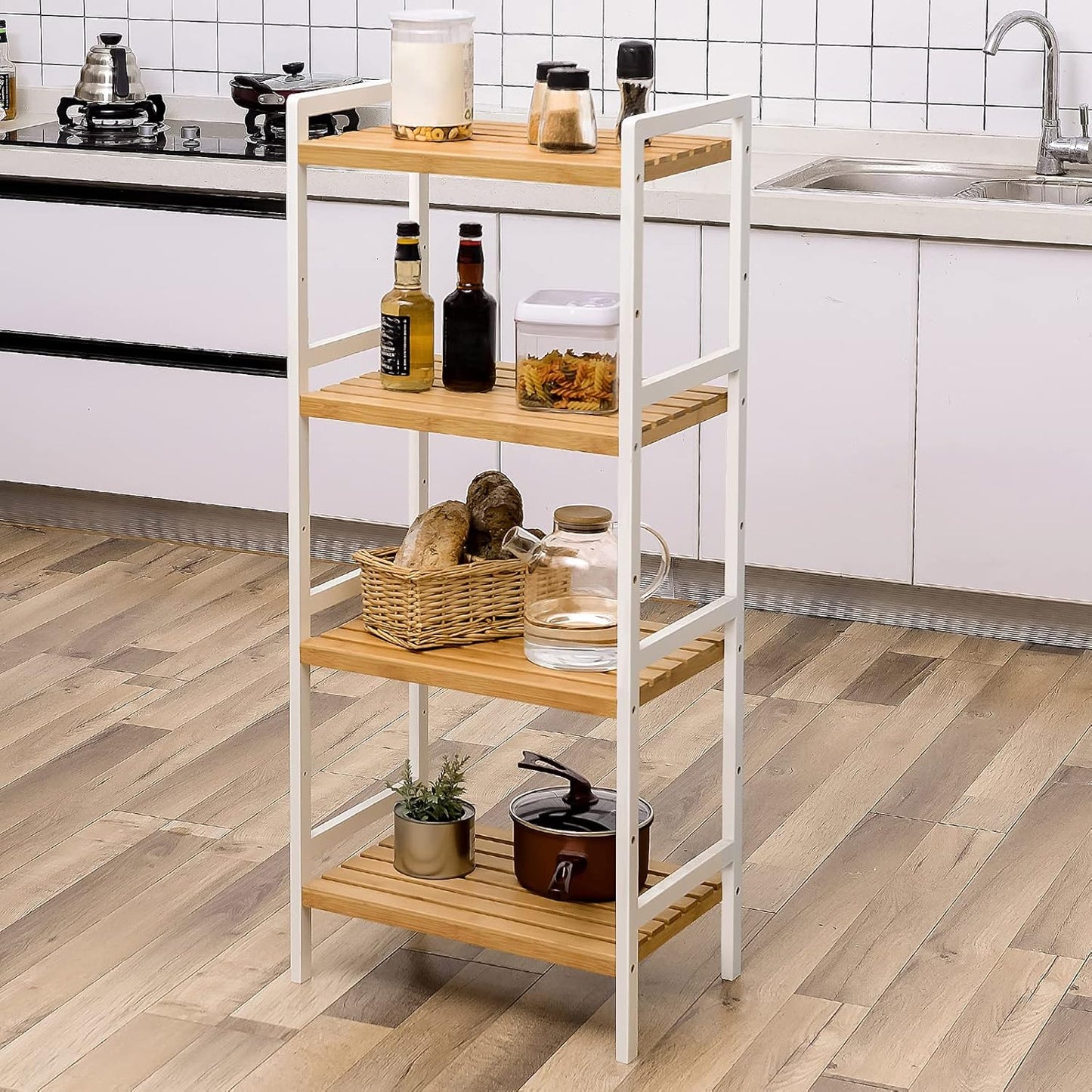 SONGMICS 4-Tier Bamboo Storage Rack