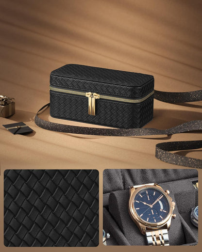 SONGMICS HOME RONNE Collection - 3-Slot Watch Travel Case JWB017G01