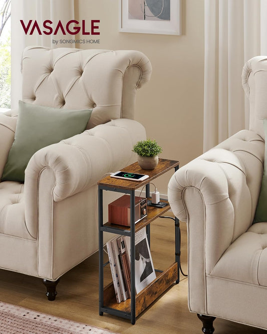 VASAGLE Small Side Table with Charging Function