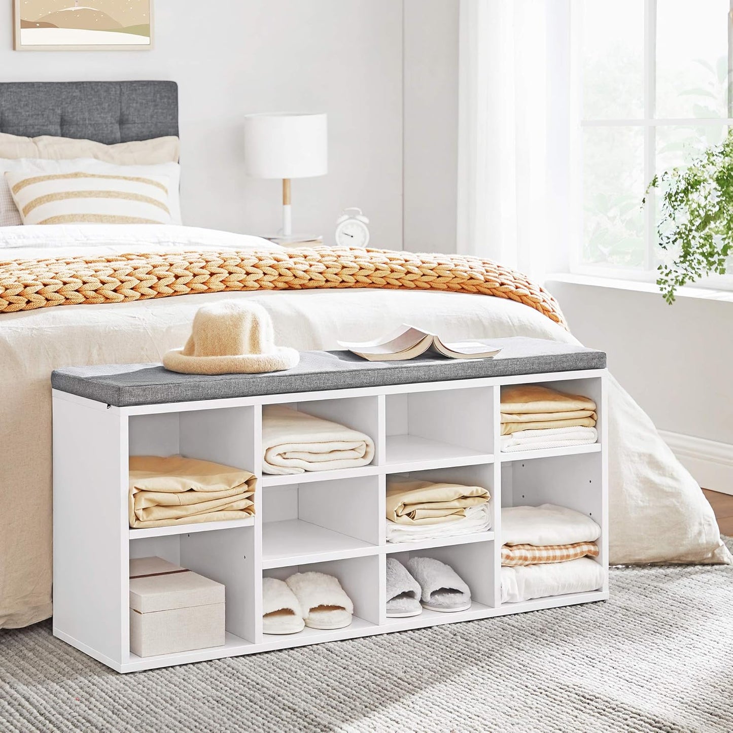 VASAGLE CUSTOS Collection - Shoe Bench, Storage Bench with Padded Seat lhs010w01