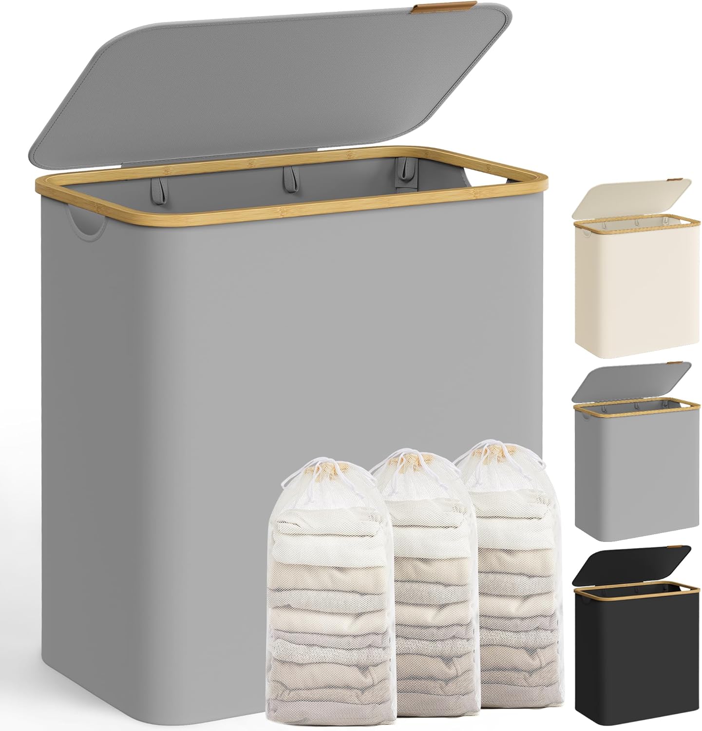SONGMICS Laundry Basket with Lid LCB515G01V1
