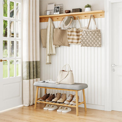 Bamboo 2 Tier Shoe Storage Rack Bench