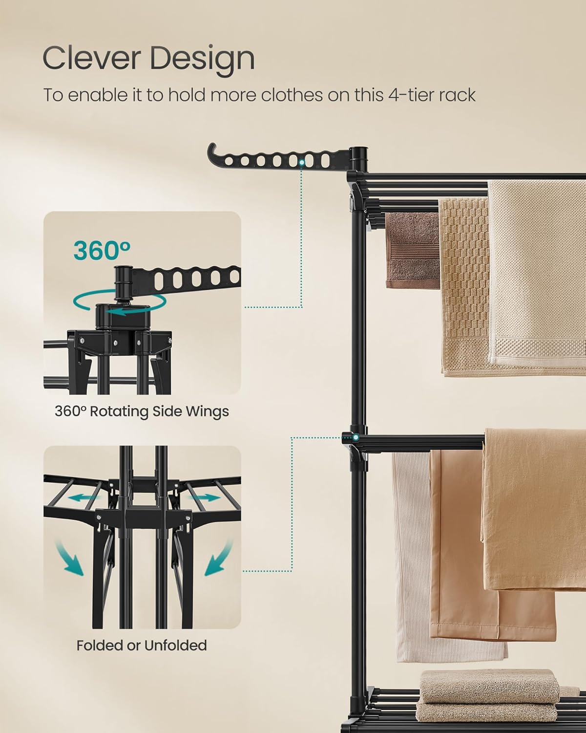 SONGMICS Large Clothes Airer LLR701B01V2
