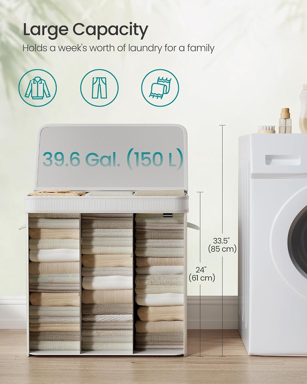 SONGMICS Laundry Hamper with Lid