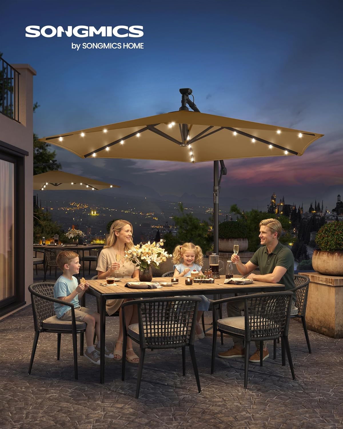 SONGMICS Parasol with LED Solar Lighting GPU119LZ01