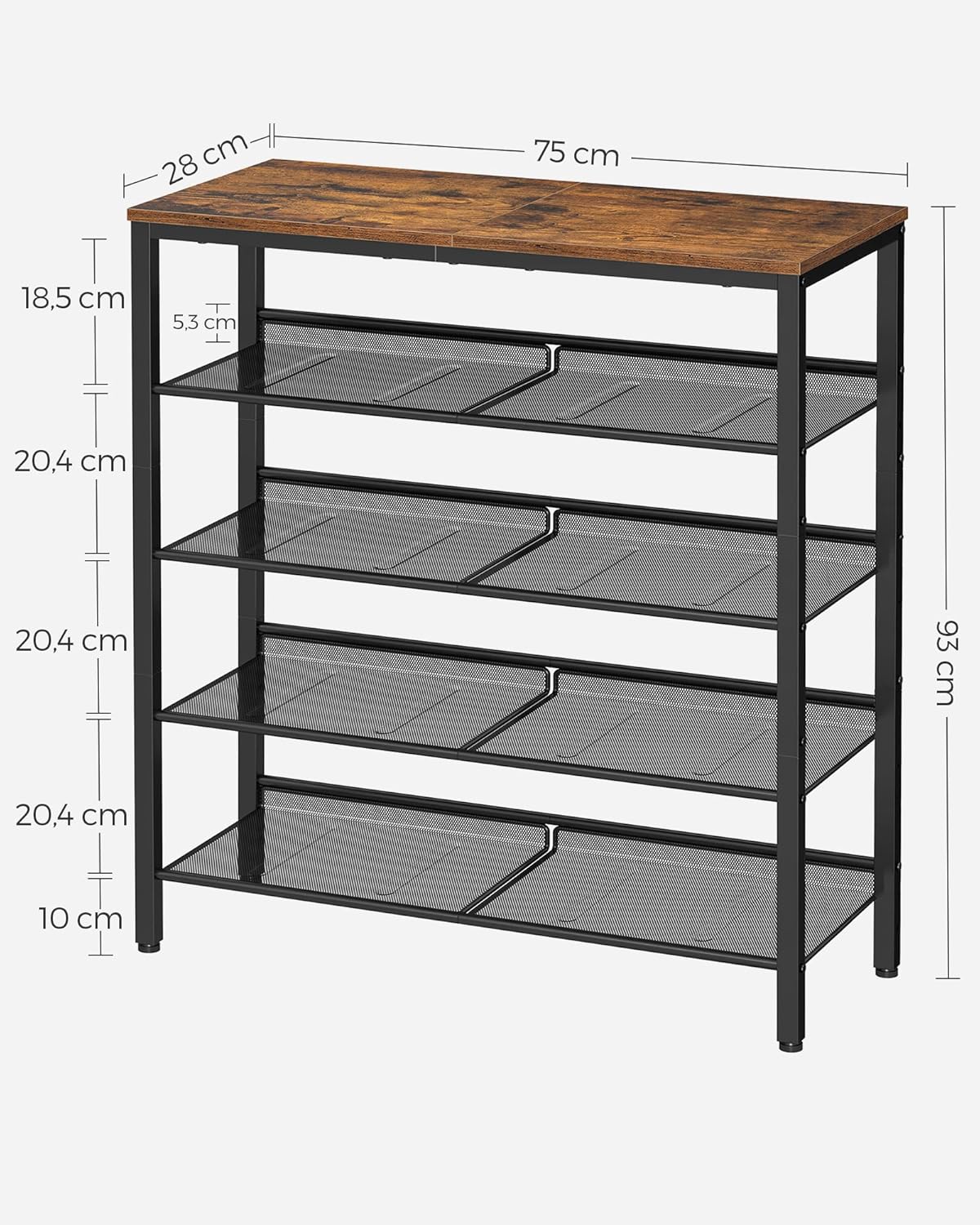 VASAGLE Shoe Rack 5 Tier