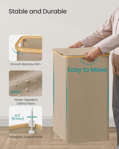 SONGMICS Laundry Basket with Lid LCB515N02