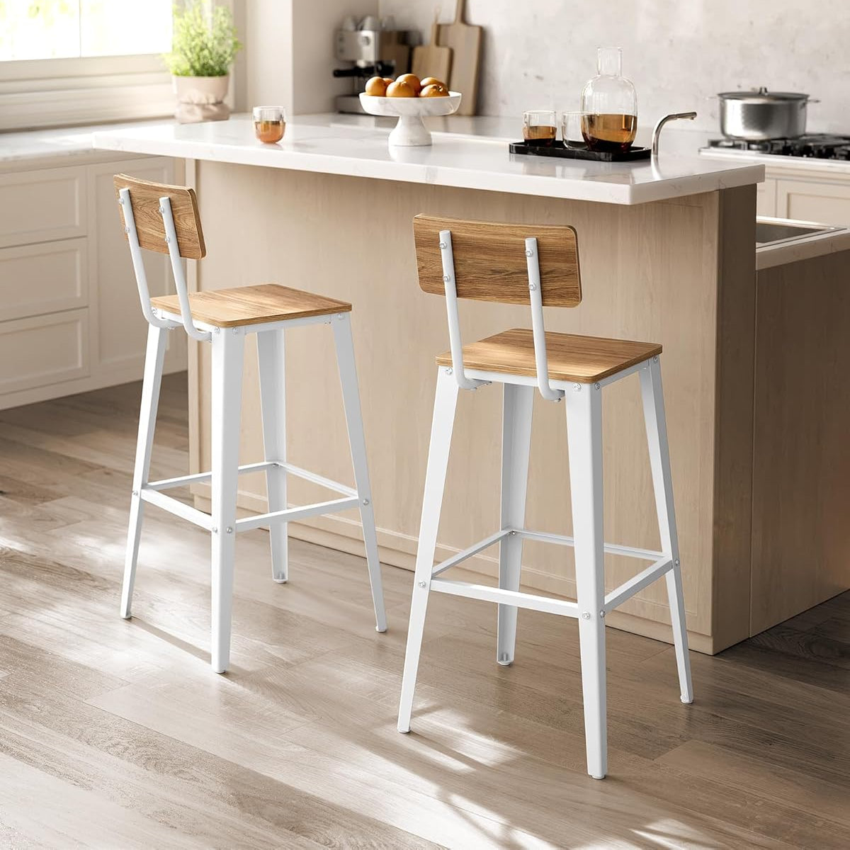 VASAGLE Set of 2 Bar Stools Kitchen Chairs