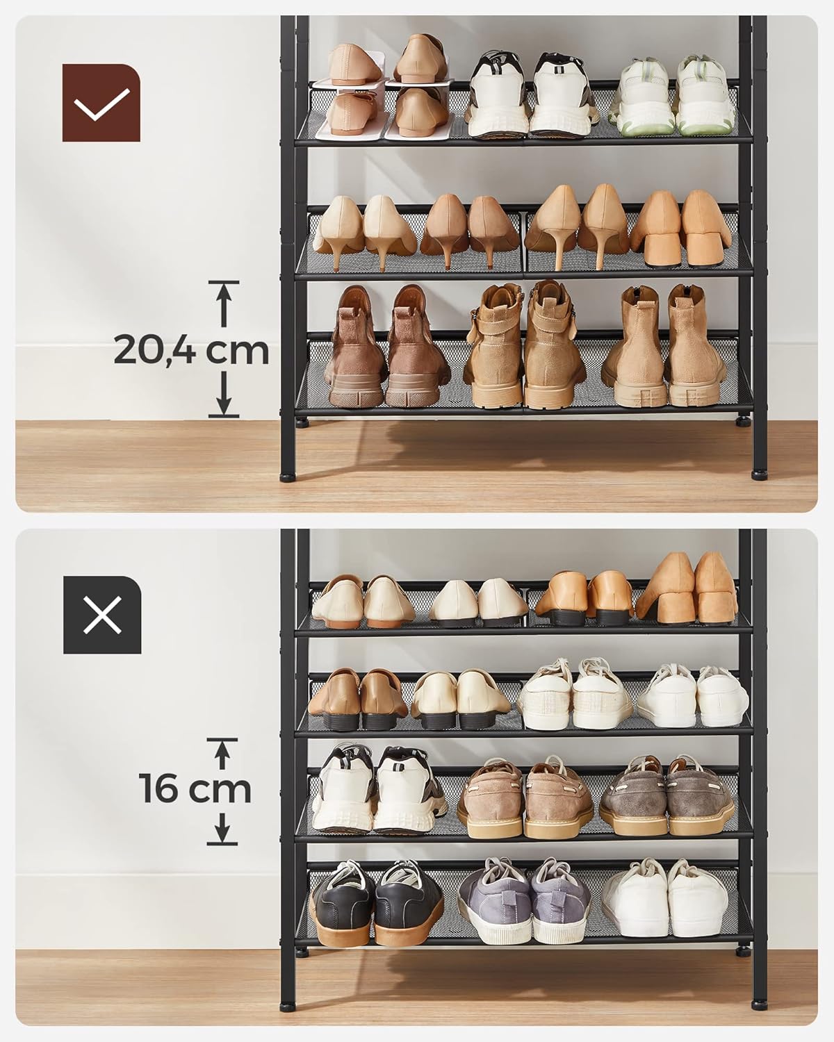 VASAGLE Shoe Rack 5 Tier