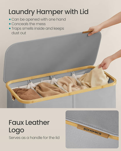 SONGMICS Laundry Basket with Lid LCB514GD01