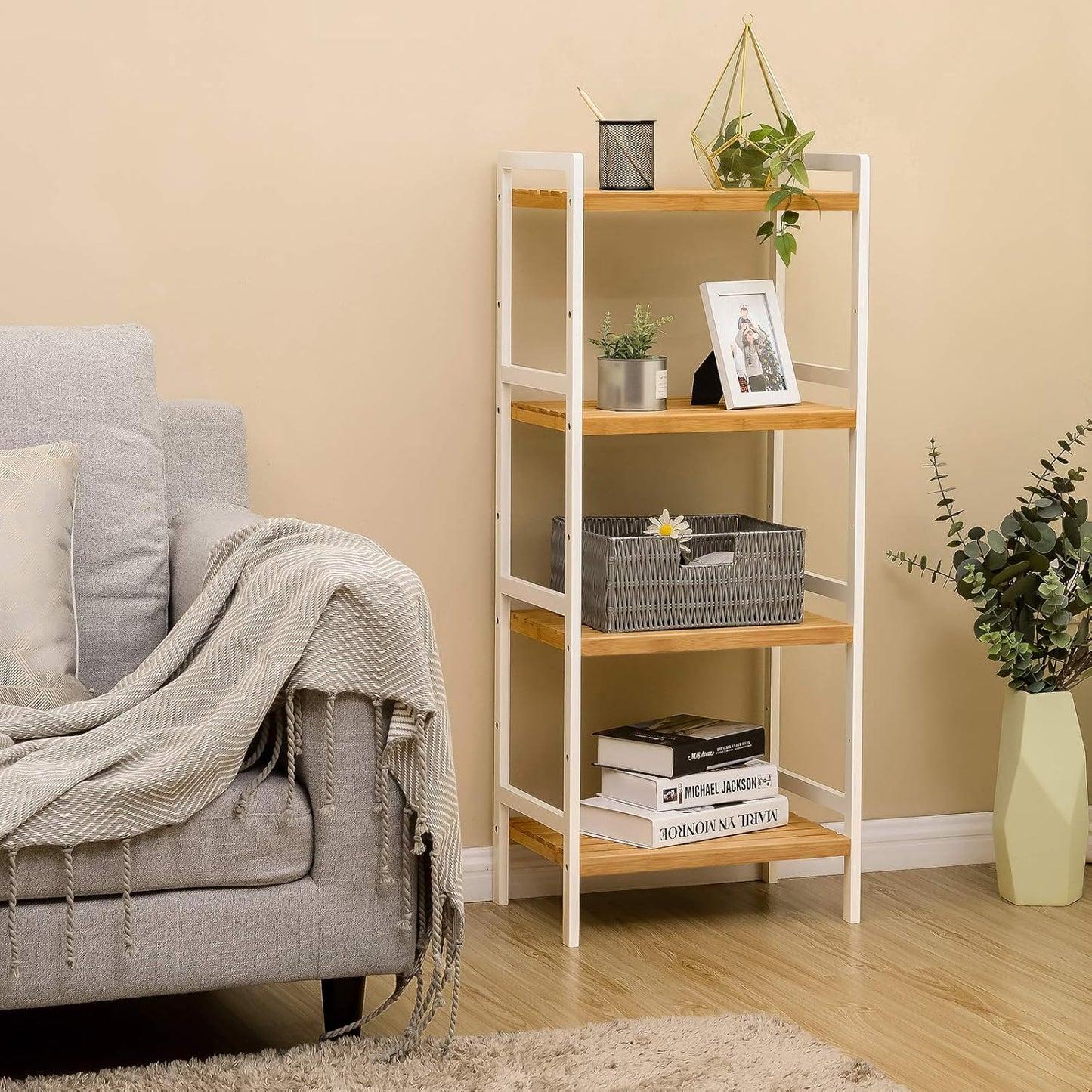 SONGMICS 4-Tier Bamboo Storage Rack