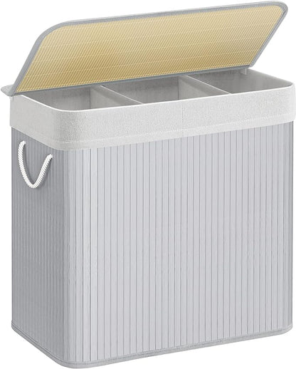 SONGMICS Bamboo Laundry Basket with Lid