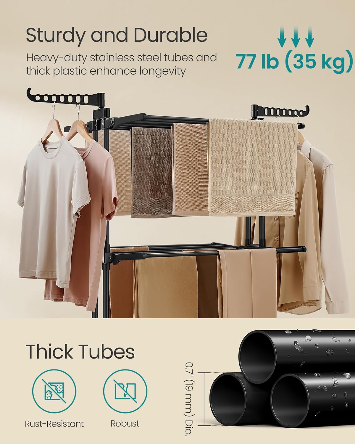 SONGMICS Large Clothes Airer LLR701B01V2