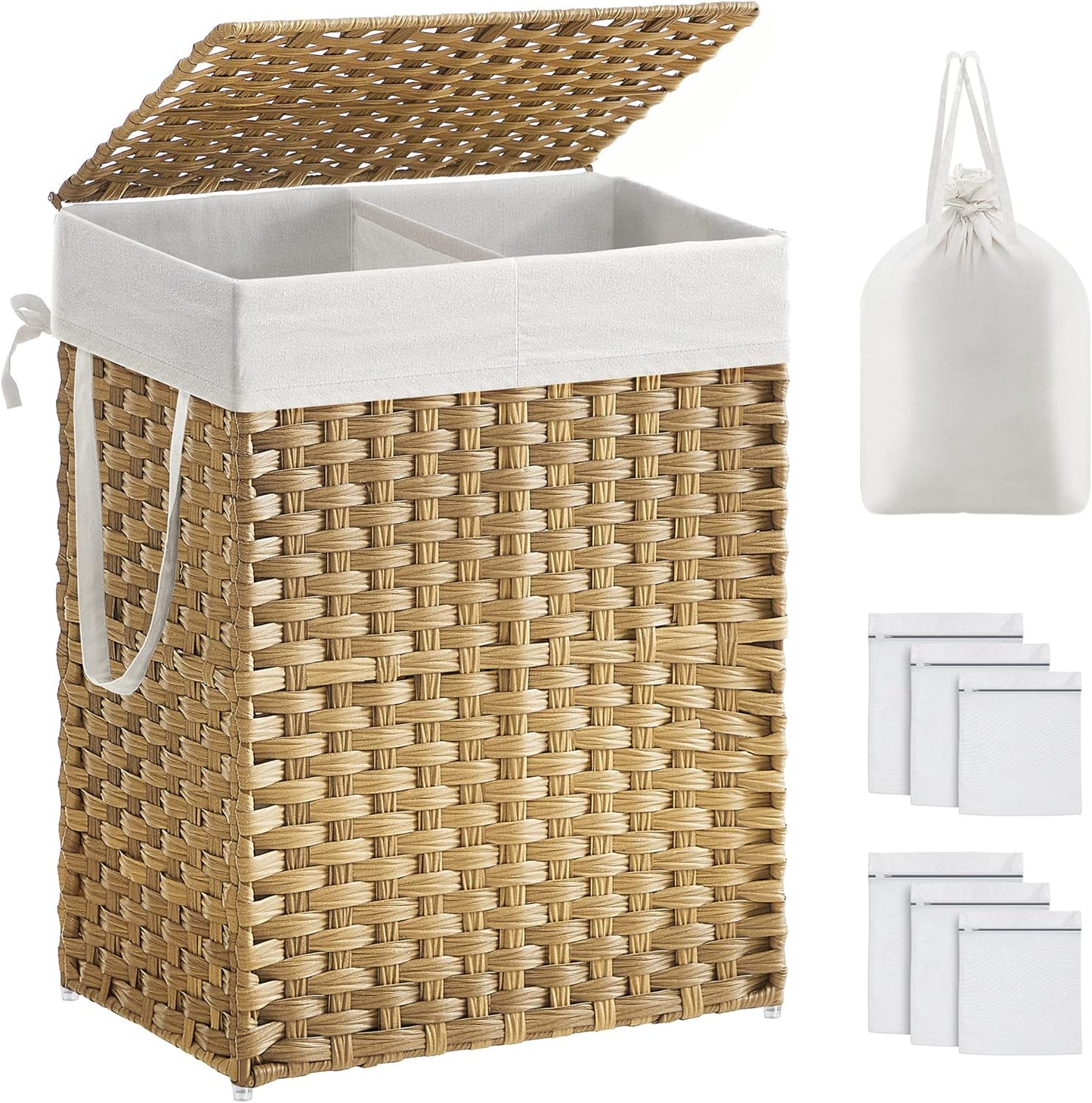 SONGMICS Laundry Basket with Lid LCB062W01V1