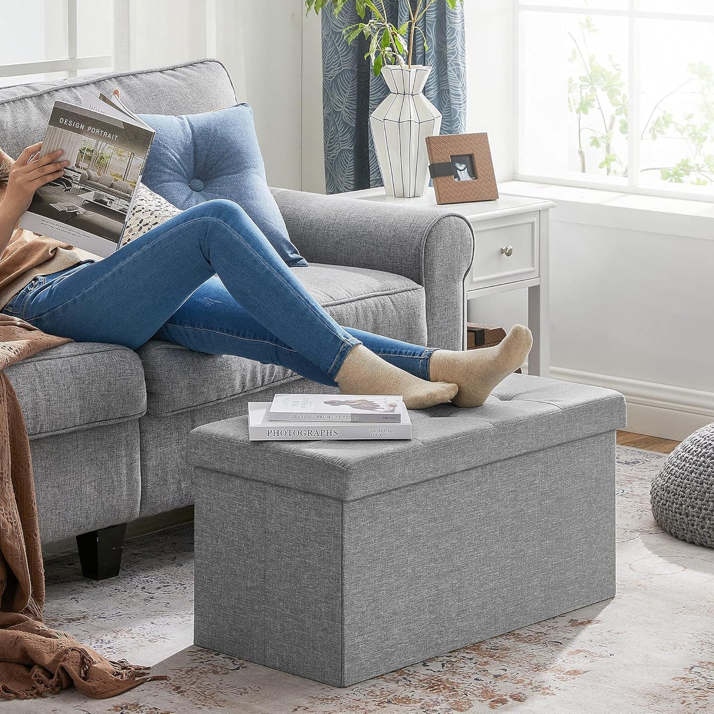 SONGMICS Stool with Storage Space LSF47G