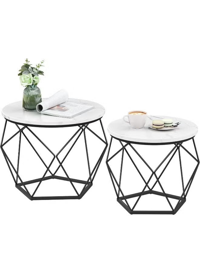 VASAGLE Set of 2 Round Coffee Tables LET040WA01
