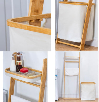 Bamboo Hanging Laundry Basket White