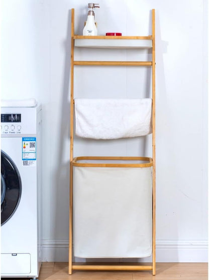 Bamboo Hanging Laundry Basket White