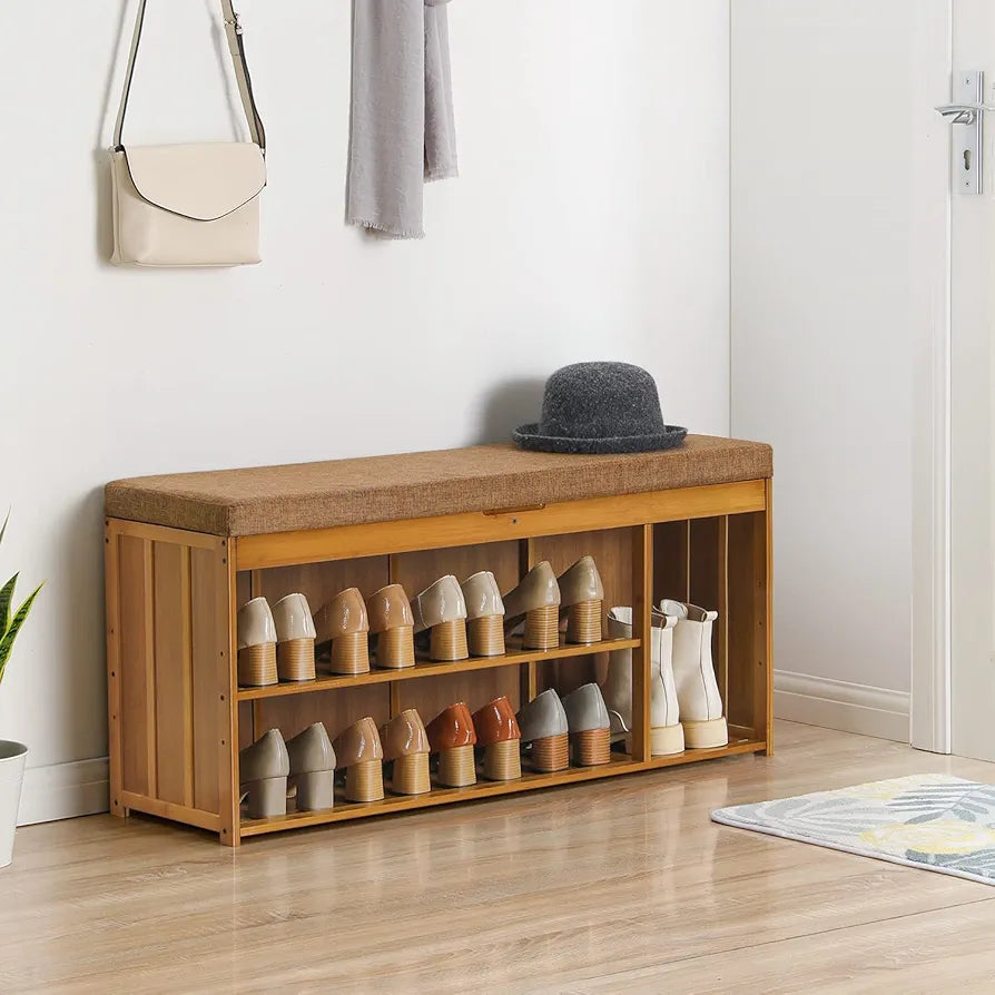 Modern Bamboo Shoe Storage Bench