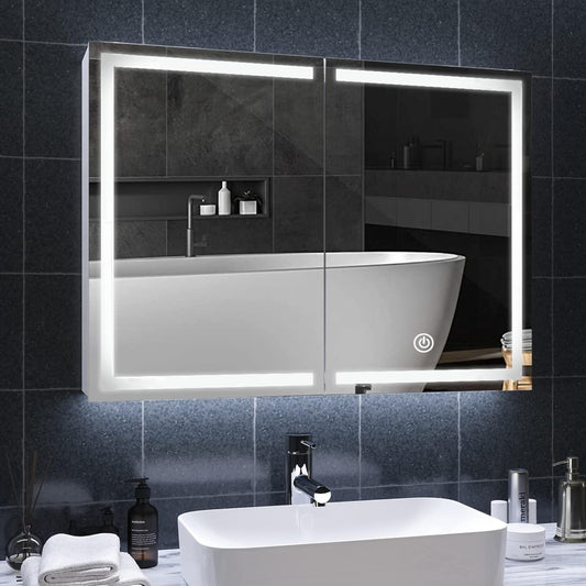 DICTAC Bathroom Mirror Cabinet with LED Lighting and Socket