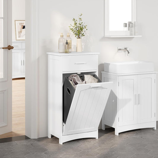 EUGAD Bathroom Cabinet with Laundry Basket