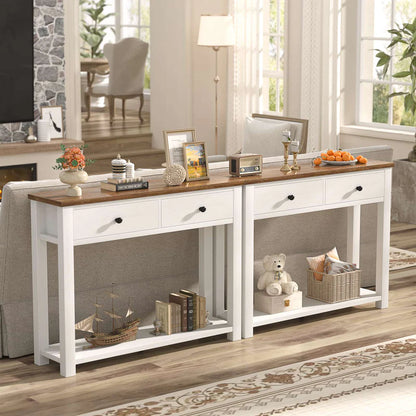 Console Table with 2 Wood Drawers & Charging Station HE-NCFCTSFBZ-32 BLACK