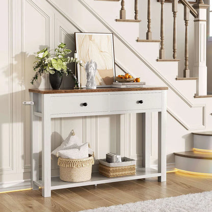 Console Table with 2 Wood Drawers & Charging Station HE-NCFCTSFBZ-32 BLACK