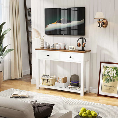 Console Table with 2 Wood Drawers & Charging Station HE-NCFCTSFBZ-32 BLACK