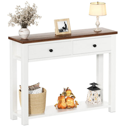 Console Table with 2 Wood Drawers & Charging Station HE-NCFCTSFBZ-32 BLACK