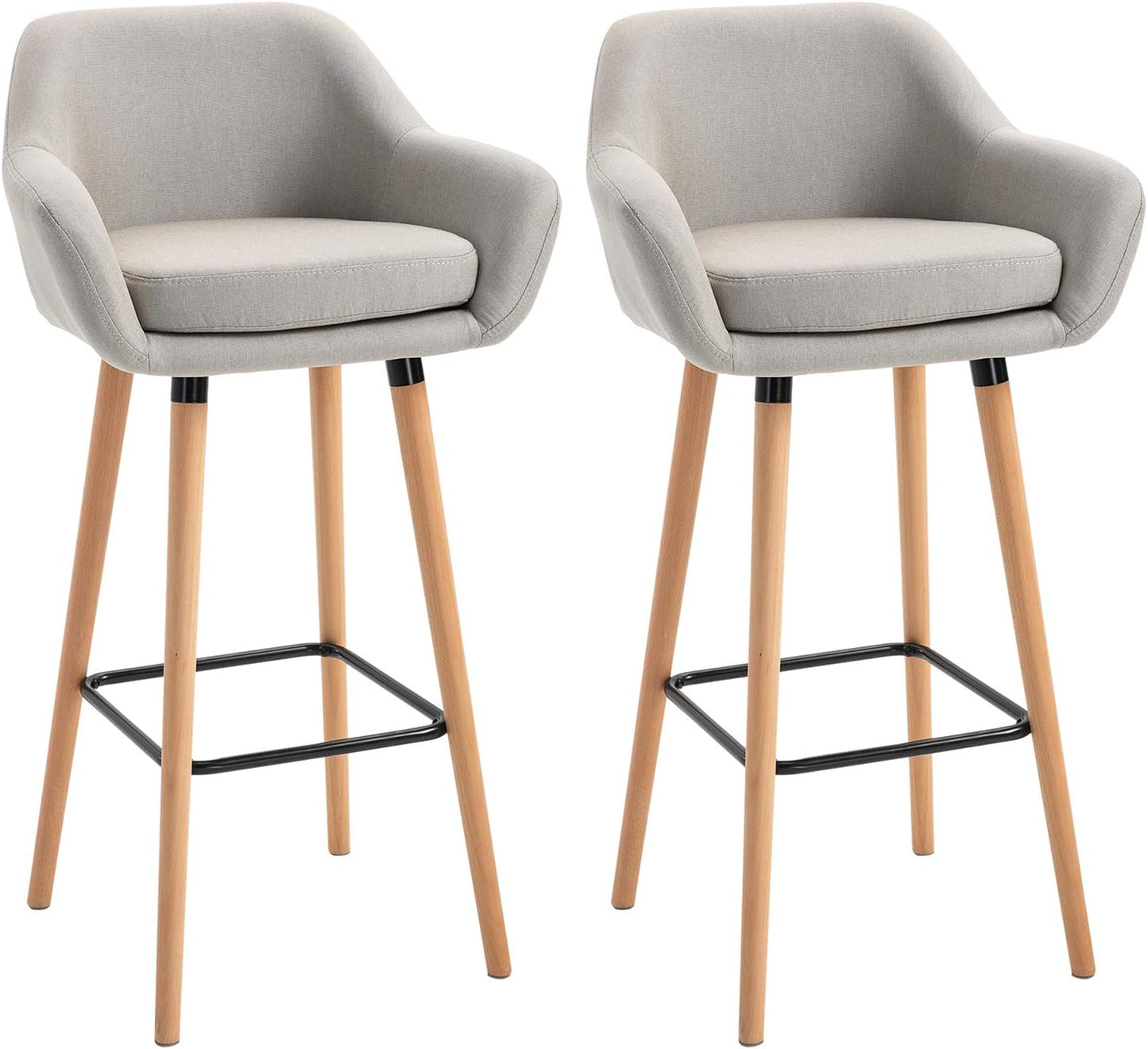 HOMCOM Scandinavian Design Bar Stools Set of 2