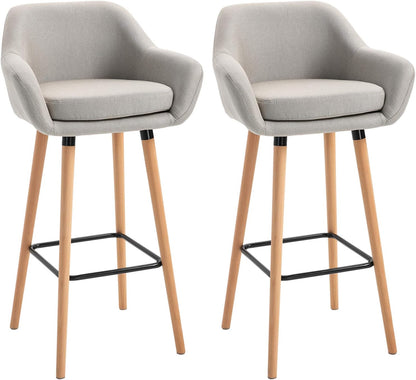 HOMCOM Scandinavian Design Bar Stools Set of 2