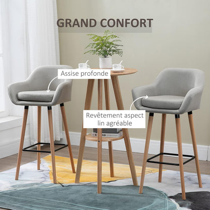 HOMCOM Scandinavian Design Bar Stools Set of 2