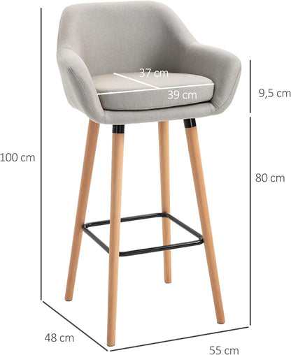 HOMCOM Scandinavian Design Bar Stools Set of 2