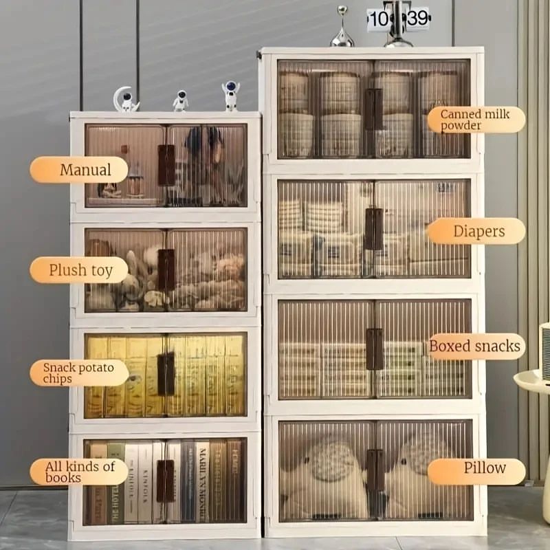 Foldable Plastic Storage Container Cabinet with wheels