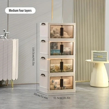 Foldable Plastic Storage Container Cabinet with wheels