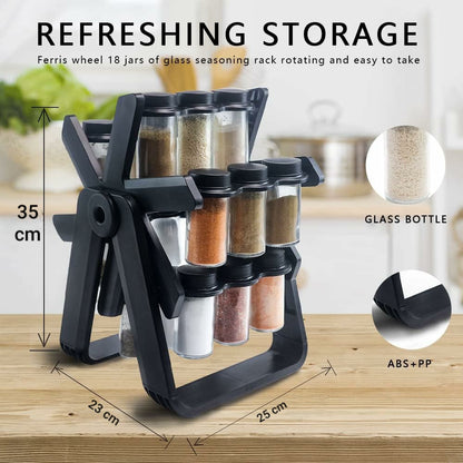 360° Rotating Spice Rack Organizer Large Capacity Space Saving