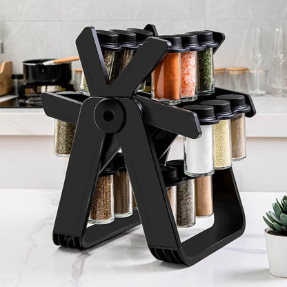 360° Rotating Spice Rack Organizer Large Capacity Space Saving