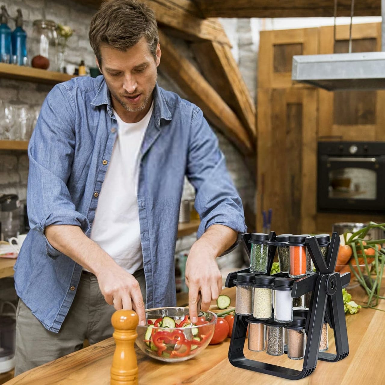 360 Rotating Wooden Spice Rack Rotating 360° Rotating Spice Rack