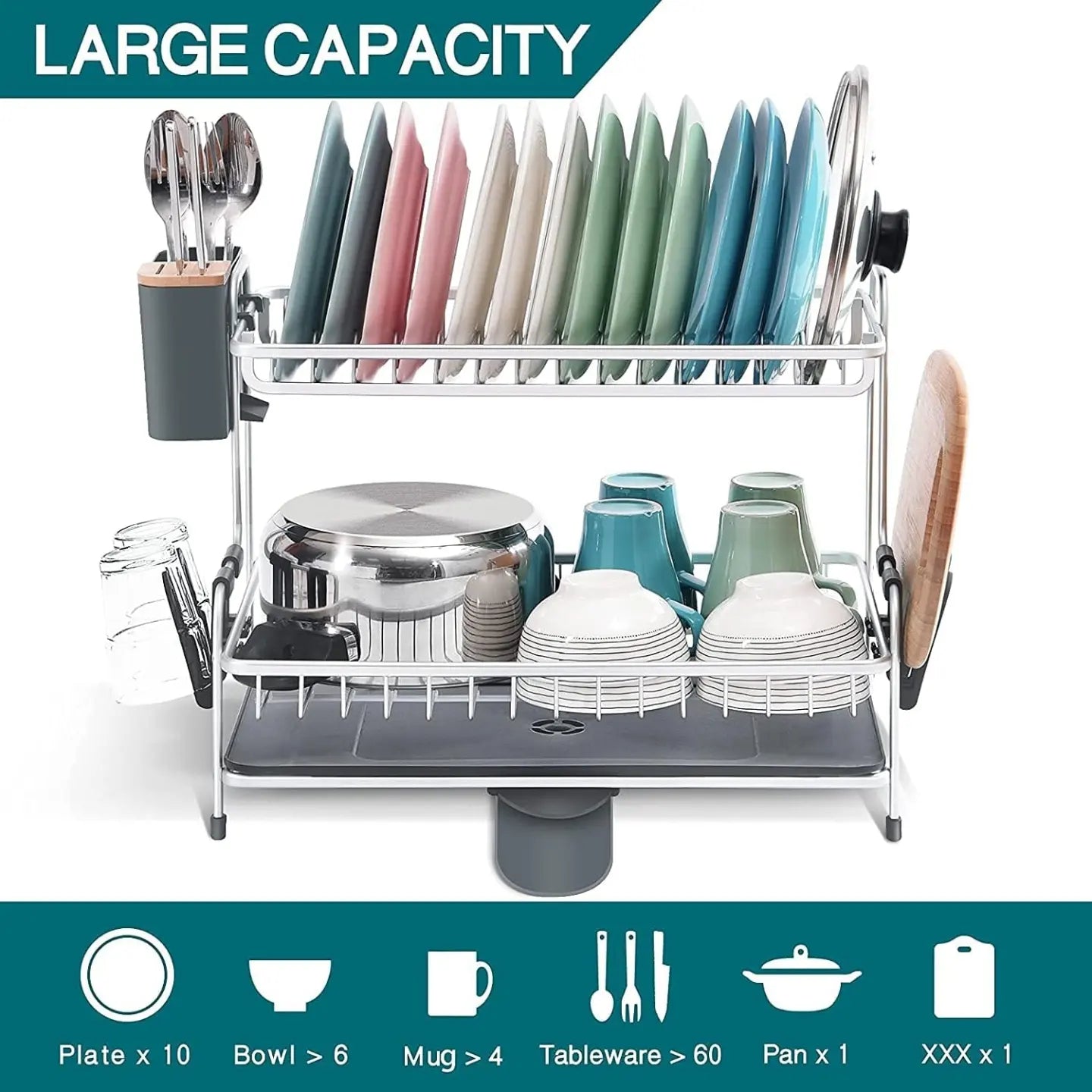 2 Tier Aluminium Dish Dryin Rack