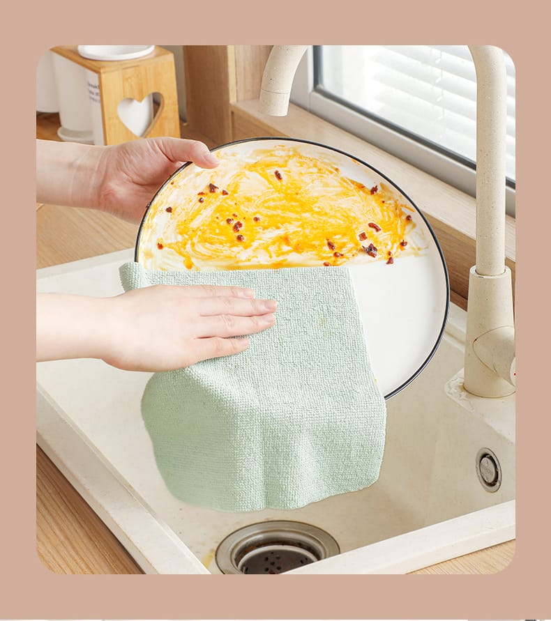 20PCS/Box Microfiber Towel Absorbent Kitchen Cleaning Dishcloth Non-stick Oil Dish Rags Napkins Tableware