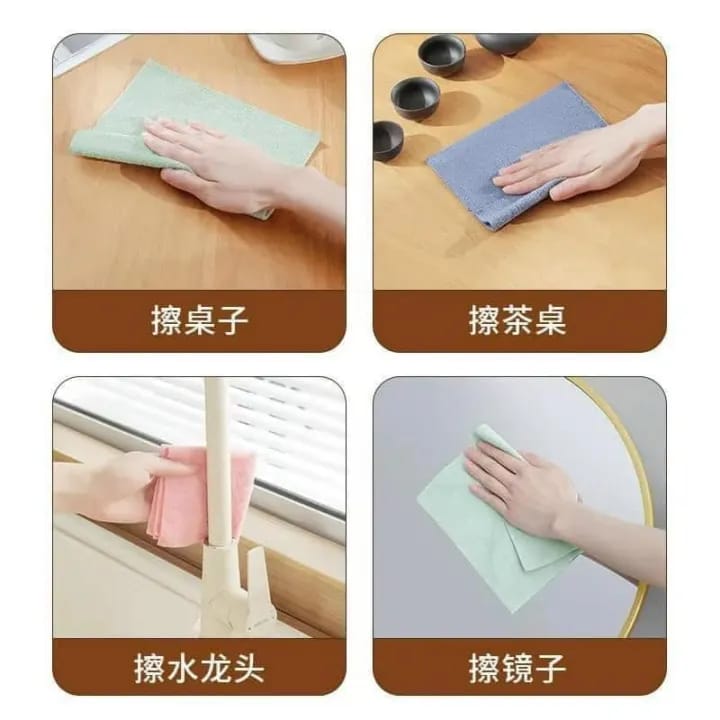 20PCS/Box Microfiber Towel Absorbent Kitchen Cleaning Dishcloth Non-stick Oil Dish Rags Napkins Tableware