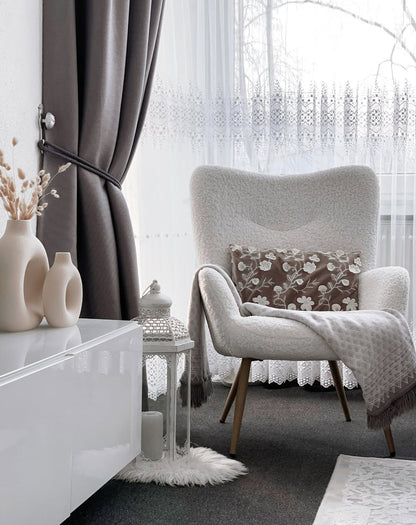 Yaheetech Modern Armchair Sherpa Fabric