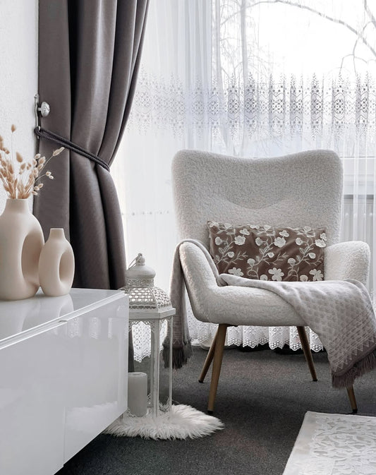 Yaheetech Modern Armchair Sherpa Fabric