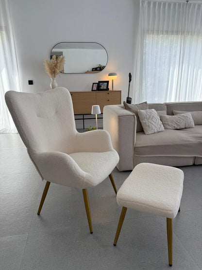Yaheetech Teddy Chair with Footstool