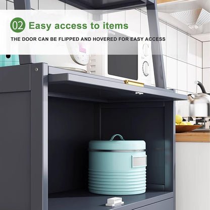 Kitchen Storage Rack with Transparent Door Shelves